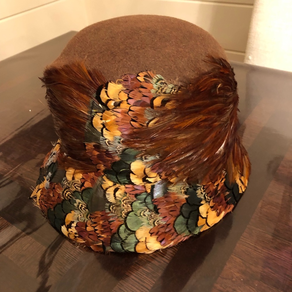 B Michael New York Vintage Peacock Feather Hat